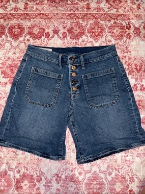 GAP Mid-Rise Button-Fly Dark Blue Denim Shorts
